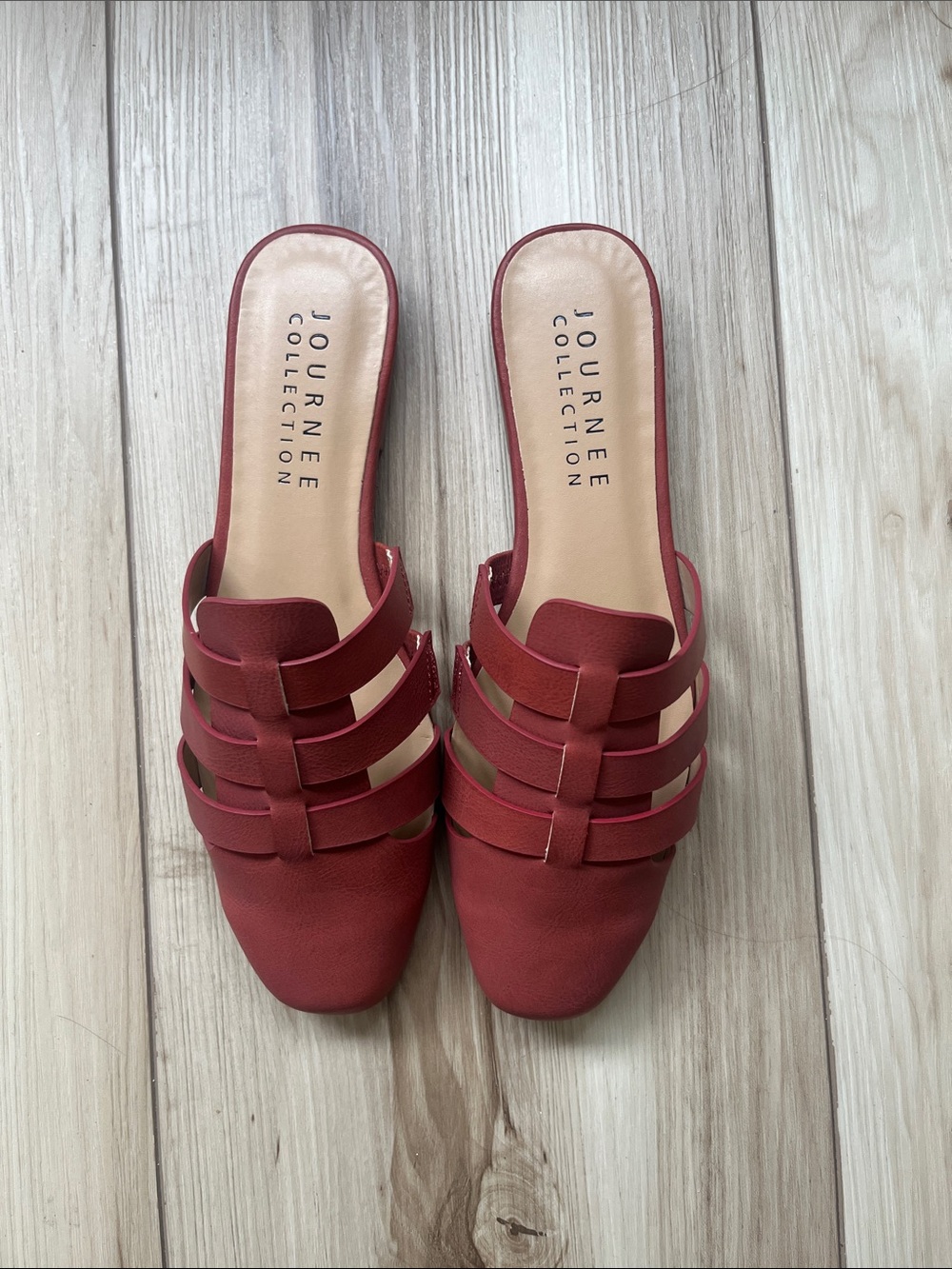 Journee Collection Red Caged Jazybell Square Toe Slip On Cage Fisherman Mules